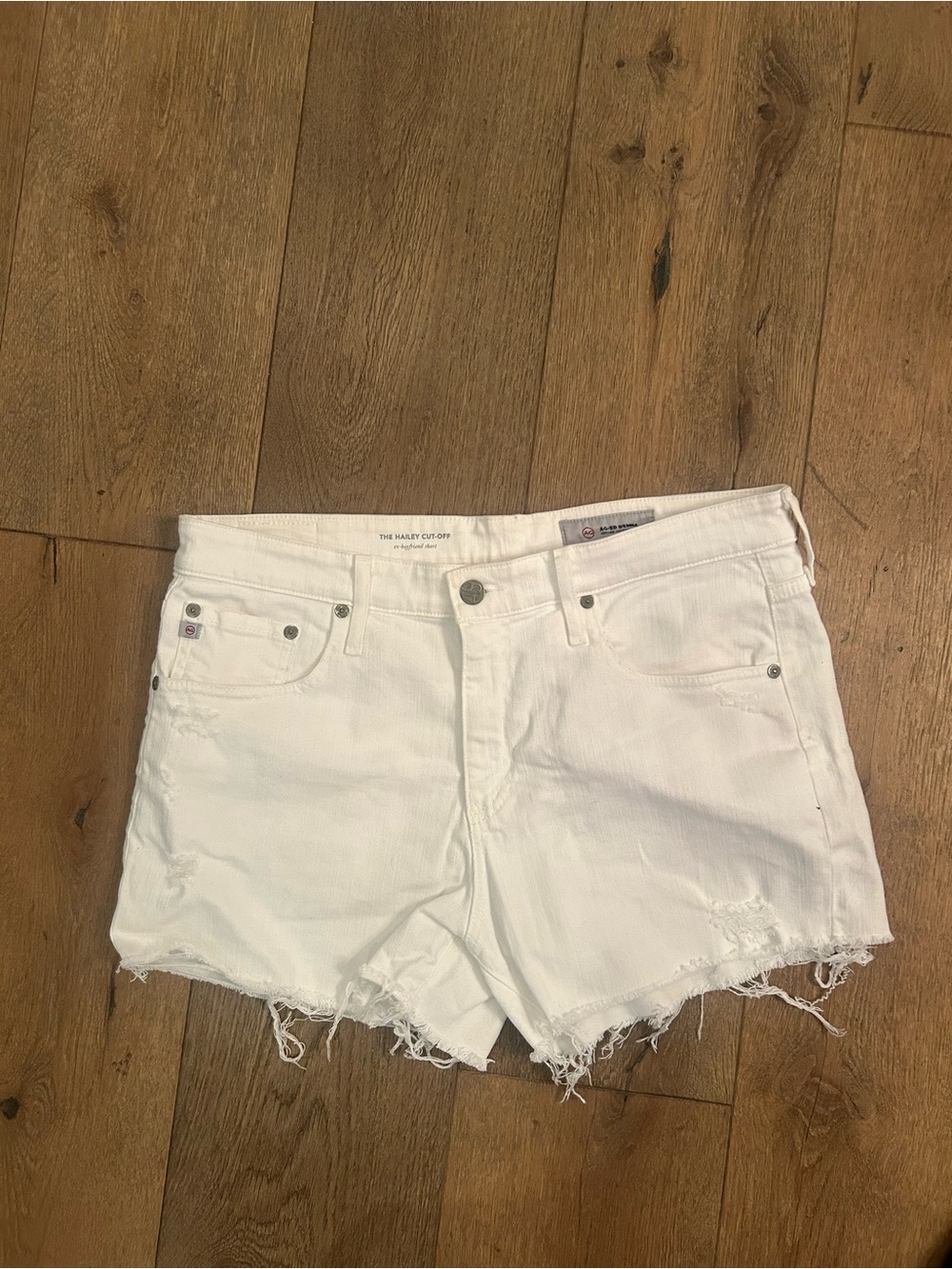 AG Adriano Goldschmied White Distressed Women's Denim Shorts